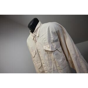 Columbia PFG Vented Fishing Shirt Button Up Beige Long Sleeve Camp Mens 2XL XXL